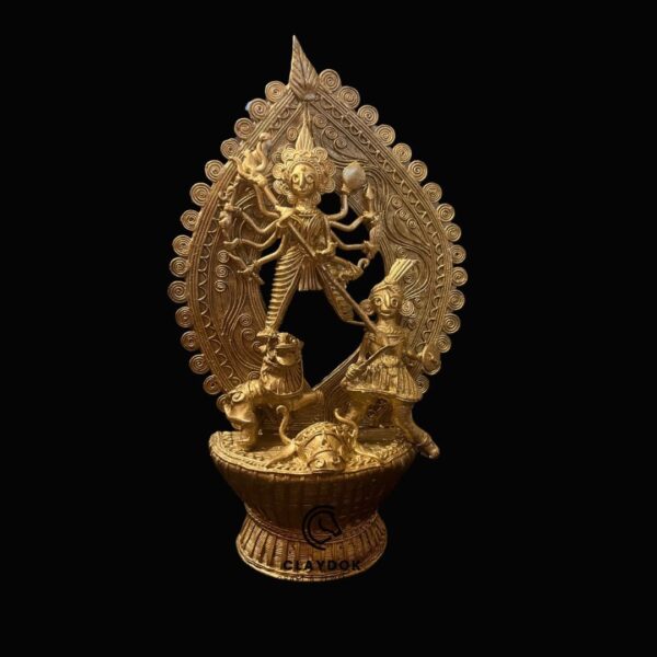 Nouka Durga Dhokra Brass Statue - Image 2