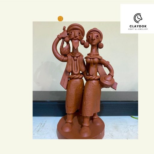 Terracotta Baul Couple – Handcrafted Folk Figurine 