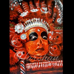 Theyyam – Divine Trance | Original Indian Spiritual Painting by Harshan Acharya | Acrylic on Canvas