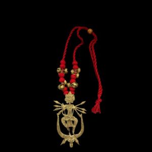 Divine Warrior Dhokra Necklace – Tribal Goddess in Crescent Frameoduct
